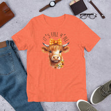 Load image into Gallery viewer, It&#39;s Fall Y&#39;All Highland Cow Unisex t-shirt (Lighter Colors)
