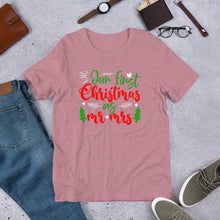 Load image into Gallery viewer, Our First Christmas As Mr &amp; Mrs Unisex t-shirt
