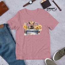 Load image into Gallery viewer, Highland Cow in Truck Unisex t-shirt
