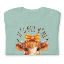 Load image into Gallery viewer, It&#39;s Fall Y&#39;All Highland Cow Unisex t-shirt (Lighter Colors)
