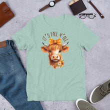 Load image into Gallery viewer, It&#39;s Fall Y&#39;All Highland Cow Unisex t-shirt (Lighter Colors)
