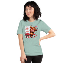 Load image into Gallery viewer, Hugs Kisses Valentines Wishes (highland cow) Unisex t-shirt
