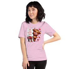 Load image into Gallery viewer, Hugs Kisses Valentines Wishes (highland cow) Unisex t-shirt
