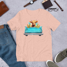 Load image into Gallery viewer, Baby Highland Cow in a Blue Truck Unisex t-shirt
