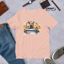 Load image into Gallery viewer, Highland Cow in Truck Unisex t-shirt
