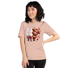 Load image into Gallery viewer, Hugs Kisses Valentines Wishes (highland cow) Unisex t-shirt
