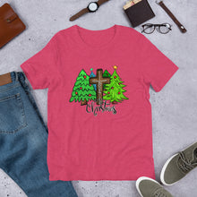 Load image into Gallery viewer, Jesus Christmas Trees and Cross Unisex t-shirt
