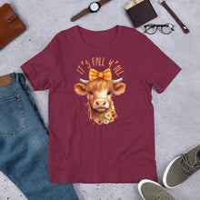 Load image into Gallery viewer, It&#39;s Fall Y&#39;All Highland Cow Unisex t-shirt (Darker Colors)
