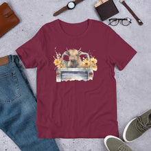Load image into Gallery viewer, Highland Cow in Truck Unisex t-shirt
