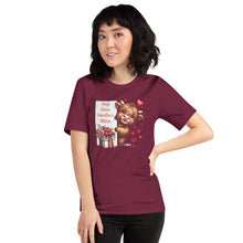 Load image into Gallery viewer, Hugs Kisses Valentines Wishes (highland cow) Unisex t-shirt
