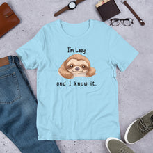 Load image into Gallery viewer, I’m Lazy and I Know It (sloth) Unisex t-shirt
