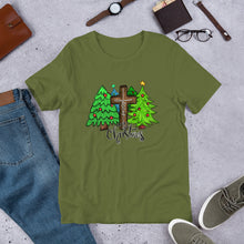 Load image into Gallery viewer, Jesus Christmas Trees and Cross Unisex t-shirt
