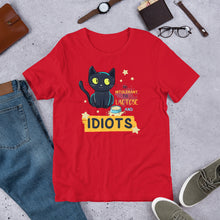 Load image into Gallery viewer, I’m Intolerant to Lactose and Idiots (cat) Unisex t-shirt
