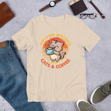 Load image into Gallery viewer, Just a Girl Who Loves Cats &amp; Coffee Unisex t-shirt
