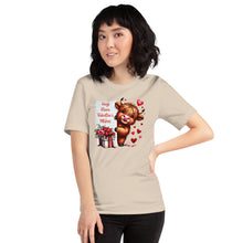 Load image into Gallery viewer, Hugs Kisses Valentines Wishes (highland cow) Unisex t-shirt
