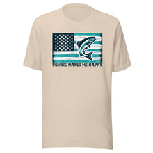 Load image into Gallery viewer, Fishing Makes Me Happy Flag Unisex t-shirt
