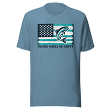 Load image into Gallery viewer, Fishing Makes Me Happy Flag Unisex t-shirt
