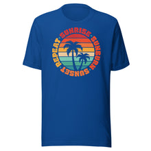 Load image into Gallery viewer, Sunrise Sunburn Sunset Repeat Retro Palms Unisex t-shirt
