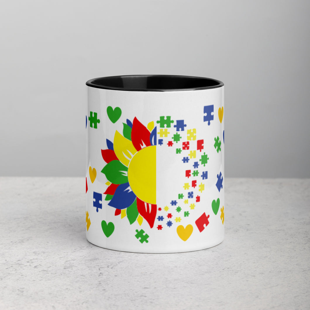 Autism Sunflower Mug with Color Inside