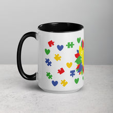 Load image into Gallery viewer, Autism Sunflower Mug with Color Inside
