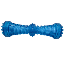 Load image into Gallery viewer, Side view of large  clear thermoplastic rubber dog bone. Picture shows texture and shape of the bone. Displayed on white background.
