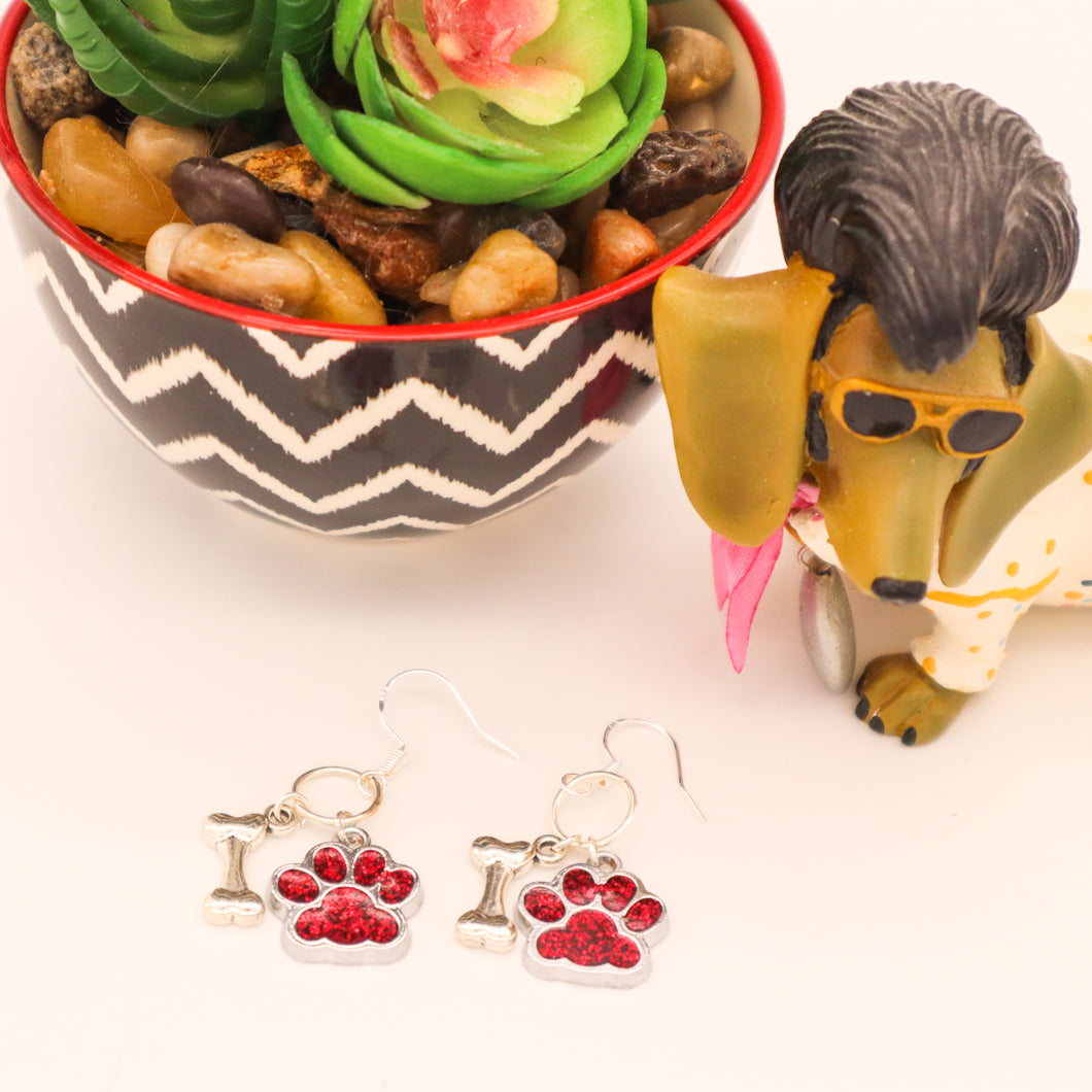 Glitter Paw Earrings