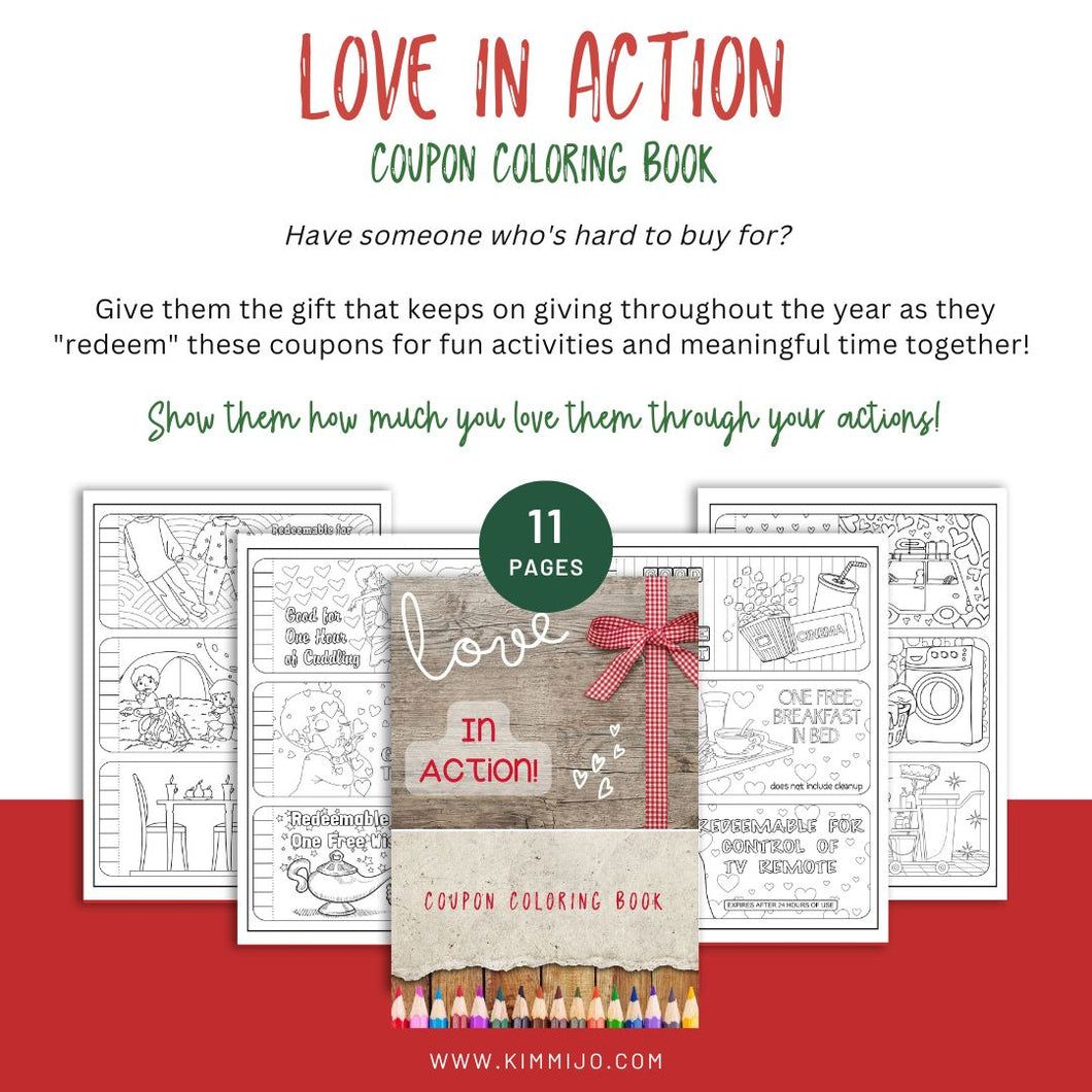 Love & Appreciation Coloring Coupon Book with Colored Pencils (Printed For You)