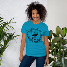 Load image into Gallery viewer, This Girl Runs on Jesus and Horses Tee
