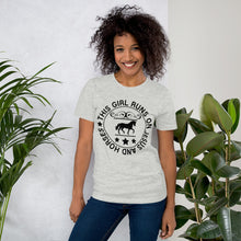 Load image into Gallery viewer, This Girl Runs on Jesus and Horses Tee
