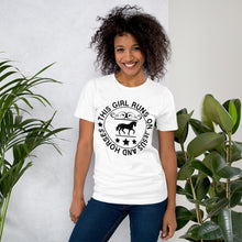 Load image into Gallery viewer, This Girl Runs on Jesus and Horses Tee
